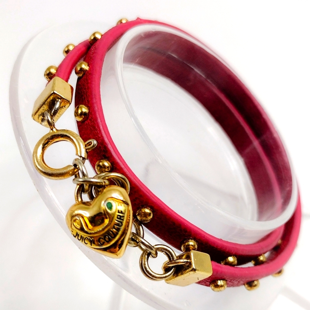 Authentic Juicy Couture Studded Red Leather Bracelet
